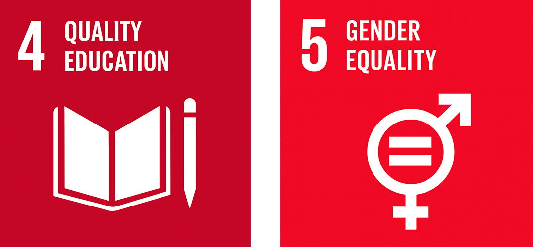 SDG 4 and SDG 5 icons: Quality Education and Gender Equality